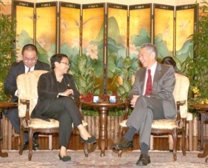 Retno Marsudi and PM Lee Hsien Loong